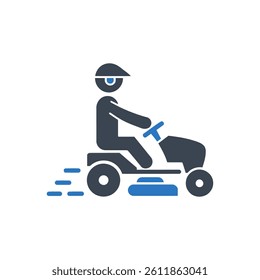 Lawn Mower Icon On White Background