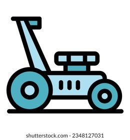 Lawn mower icon outline vector. Trimmer garden. Agriculture tool color flat