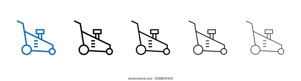 Lawn mower icon Outline vector logo for web ui