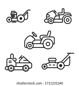 lawn mower icon set editable stroke 