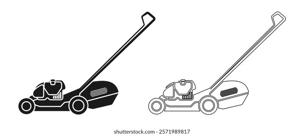 lawn mower icon set vector illustration isolated on white background.