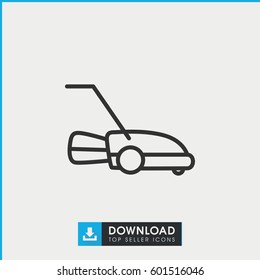 lawn mower icon. simple outline lawn mower vector icon. on white background.