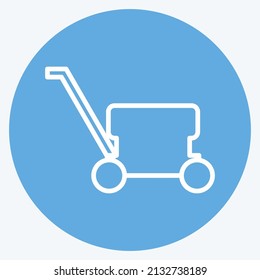 Lawn Mower Icon in trendy blue eyes style isolated on soft blue background