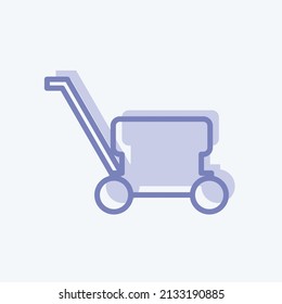 Lawn Mower Icon in trendy two tone style isolated on soft blue background