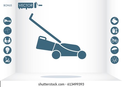lawn mower icon, vector illustration