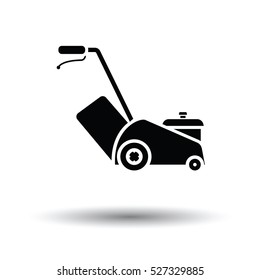 Lawn mower icon. White background with shadow design. Vector illustration.