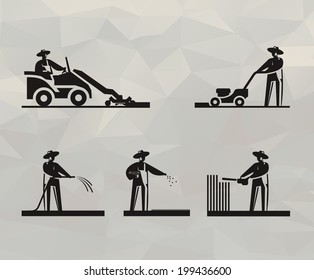 Lawn Mower Icons. Vector Format