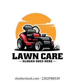 Lawn mower illustration logo vector