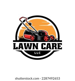 lawn mower illustration logo vector