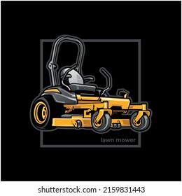 lawn mower illustration vector in black background