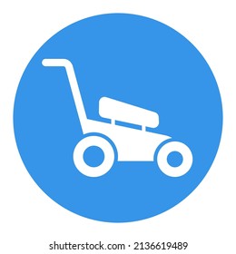Icono de glifo vectorial aislado con cortadora de césped. Cortador de hierba de jardín. Símbolo gráfico para agricultura, jardín y plantas sitio web y diseño de aplicaciones, logotipo, aplicación, interfaz de usuario