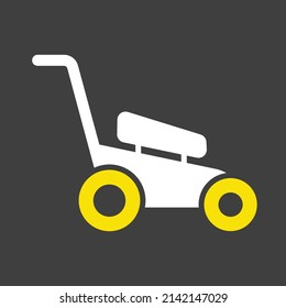 Icono de glifo vectorial aislado con cortadora de césped. Cortador de hierba de jardín. Símbolo gráfico para agricultura, jardín y plantas sitio web y diseño de aplicaciones, logotipo, aplicación, interfaz de usuario