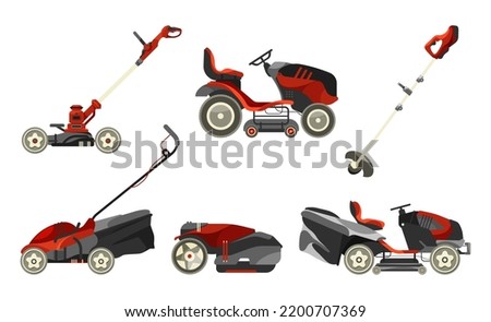 Lawn mower or mower, lawnmower vector icon set.