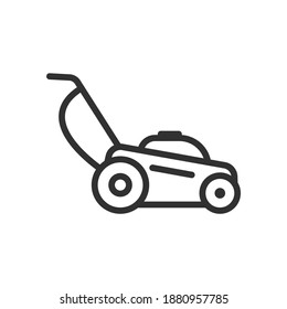 lawn mower, linear icon. Editable stroke