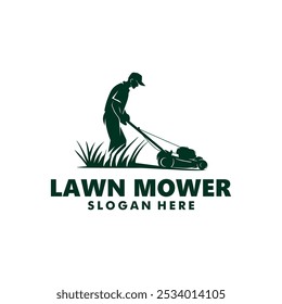 Lawn Mower logo design vector silhouette illustration