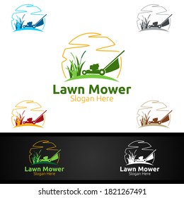 Lawn Mower Logo for Lawn Mowing Gardener Design