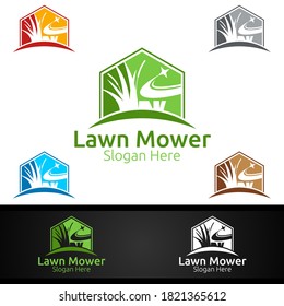 Lawn Mower Logo for Lawn Mowing Gardener Design