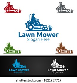 Lawn Mower Logo for Lawn Mowing Gardener Design