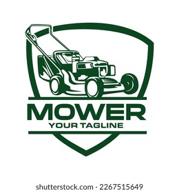 Lawn mower logo template. Lawn Gardening Logo Design. Vector illustration 