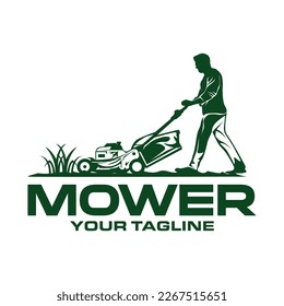 Lawn mower logo template. Lawn Gardening Logo Design. Vector illustration 