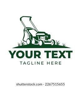 Lawn mower logo template. Lawn Gardening Logo Design. Vector illustration 