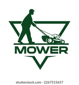 Lawn mower logo template. Lawn Gardening Logo Design. Vector illustration 