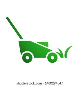 Lawn mower logo template vector grass cut icon design