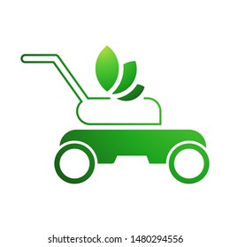 Lawn mower logo template vector grass cut icon design