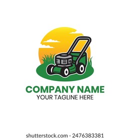 Lawn mower logo vector design for lawn care