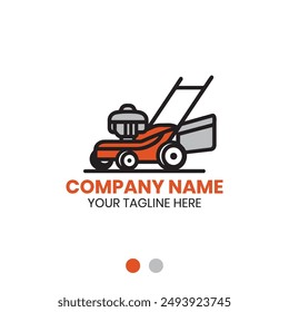 Diseño del Vector del logotipo de la cortadora de césped para el cuidado del césped o el servicio de jardinería