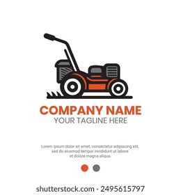 Rasenmäher Logo Vektorgrafik Design für Rasenpflege oder Gartenservice