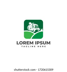 Lawn Mower Logo Vector Icon Illustration