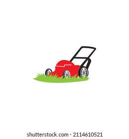 lawn mower logo vector illustration flat design.