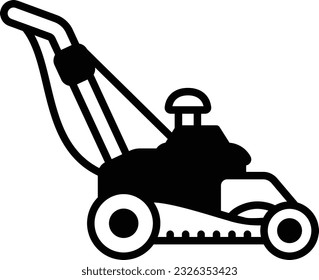 Lawn Mower Machine concept, mow the grass or plants icon design, Housekeeping symbol, Office caretaker sign, porter or cleanser equipment stock illustration