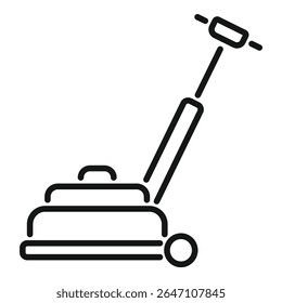 Cortadora de césped para cortar el contorno del icono de la hierba, concepto del equipo del jardín