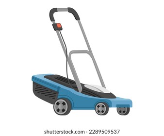 Lawn mower machine grass cutter gardening tool vector illustration isolated on white background