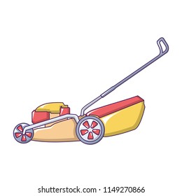 Lawn mower machine icon. Cartoon of lawn mower machine vector icon for web design isolated on white background