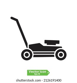 Lawn mower machine icon technology equipment tool, gardening grass-cutter. icon vector 