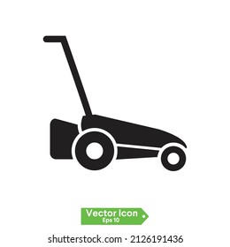 Lawn mower machine icon technology equipment tool, gardening grass-cutter. icon vector 