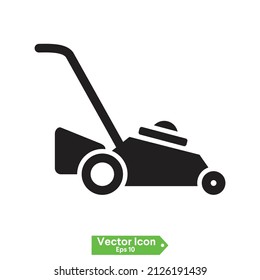 Lawn mower machine icon technology equipment tool, gardening grass-cutter. icon vector 