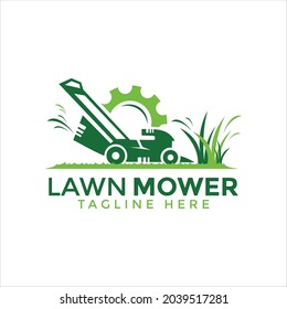 Lawn mower maintenance and repairing vector design template