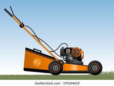 Lawn Mower Orange Lawn Mower On Stock Vector (Royalty Free) 195544619 ...