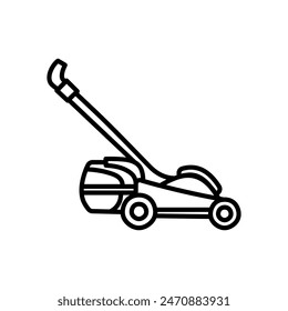 Lawn Mower Outline Icon, Vector illustration