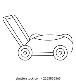 Lawn mower outline vector on white background