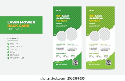 Lawn Mower Promotion Rack Card Or Dl Flyer Design Template. Mowing Service Rack Card Template