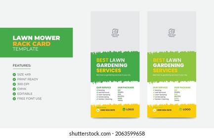 Lawn Mower Promotion Rack Card Or Dl Flyer Design Template. Mowing Service Rack Card Template