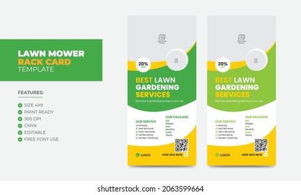 Lawn Mower Promotion Rack Card Or Dl Flyer Design Template. Mowing Service Rack Card Template