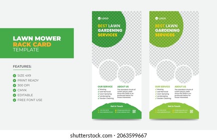 Lawn Mower Promotion Rack Card Or Dl Flyer Design Template. Mowing Service Rack Card Template