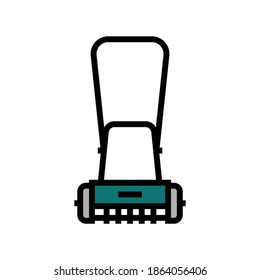 lawn mower with rotary roller color icon vector. lawn mower with rotary roller sign. isolated symbol illustration