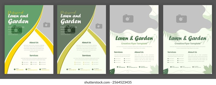 Lawn Mower Service Flyer . lawn mower poster, leaflet, poster design. grass, brochure, mowing, garden flyer Agriculture farming service  colorful bundle template.